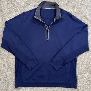 J. McLaughlin‎ Men's XL Navy Quarter Zip Pullover 100% Pima Cotton Sweater